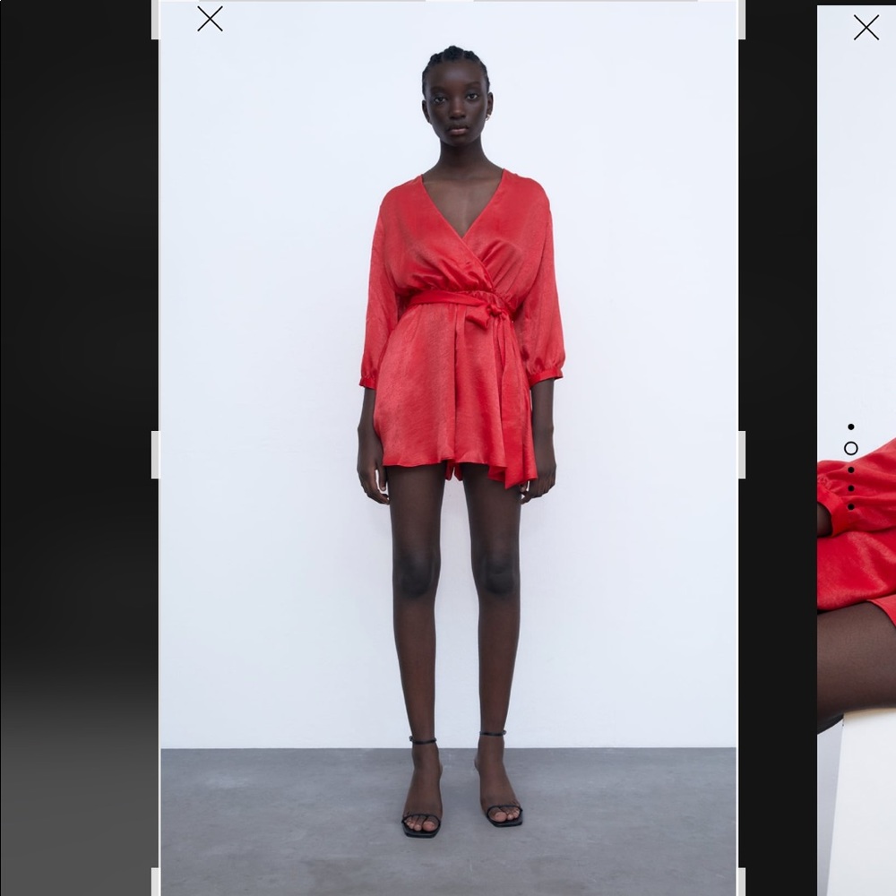 Satin effect bow jumpsuit romper Zara like new